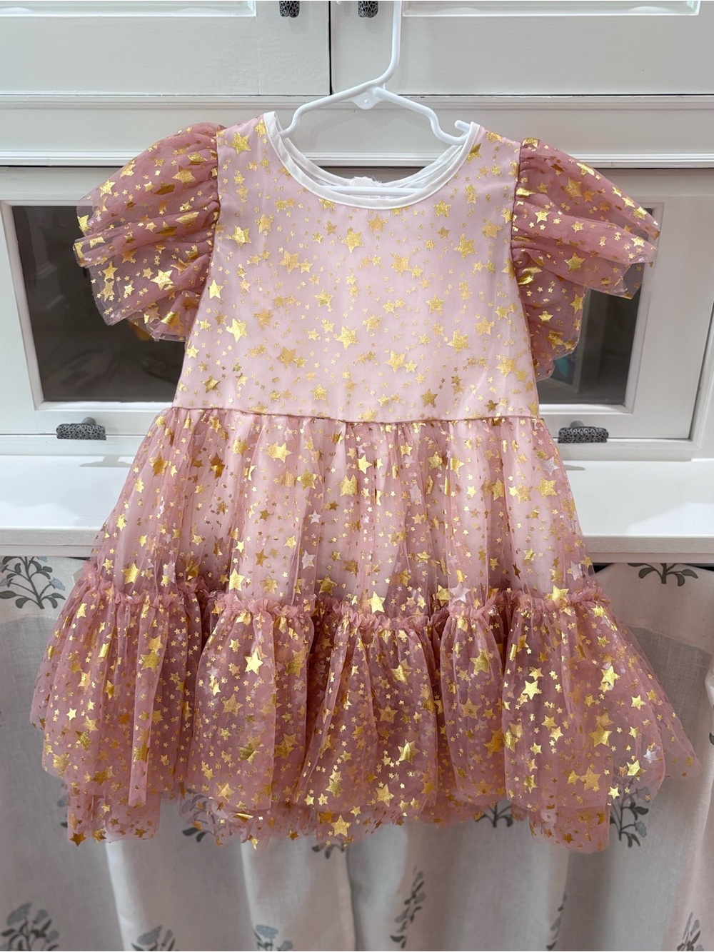 Lola + The Boys Girls Pink Gold Star Tulle Party Dress 6